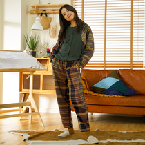 Dodo Cocoa Pyjamas Lady Spring Autumn New Pure Cotton Splicing Long Sleeves Long Pants Sweet and Home Suits Two Suits