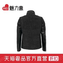 blackgateone tide brand dark gray stand-up collar stitching jacket tide brand handsome