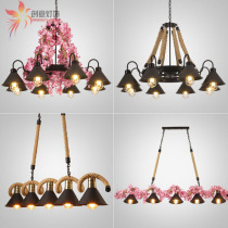 Hot Pot Restaurant plant chandelier Cherry Blossom Bar milk tea shop restaurant decoration retro industrial style creative personality lamps
