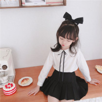 Girls shirts 2020 fall new childrens college wind blouses children dress dolls collar long sleeves butterfly knot lining clog