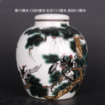 Qing Tongzhi Pastel six cranes with spring cans Home attractions Hotel Antique decoration Porcelain ornaments Antique antique collection