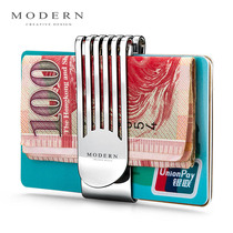 German MODERN trinity wallet simple stainless steel metal wallet creative male card clip fashion tide