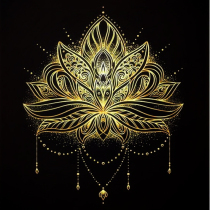 Lotus gold hand-painted color diy paint color painting decompression meditation decoration painting (color world)