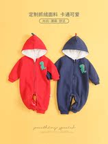 Baby one-piece clothes thickened with velvety 2021 spring autumn winter new newborns clothes baby warm khaclothes climbing clothes