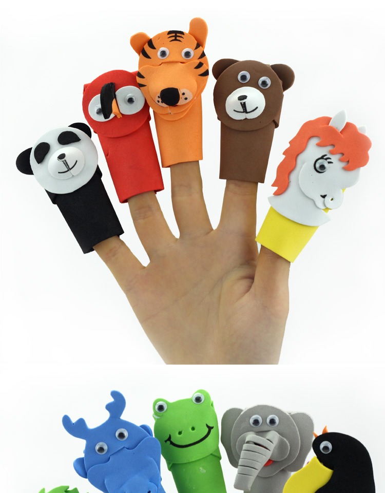 10个动物 人物手偶套装 eva成品 亲子宝宝婴儿安抚手指偶娃娃木偶