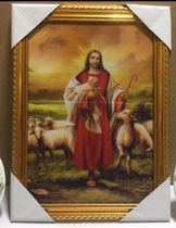 European style home Golden image frame 3D three-dimensional icon painting Jesus Shepherd Holy Family Virgin Photo Frame Pendant