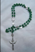 Natural Green Agate Romanesque qumo Five-ended Rosary Long Rosary Jesus Cross Necklace Pendant