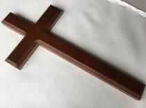 High-grade boutique floor wood color 40cm Jesus pure solid wood cross wall hanging piece gift gift