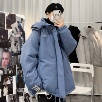 Winter handsome gas jacket overalls cotton clothing male tide card ins students loose bread to wear down cotton clothes Korean version trendy