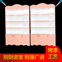 Wooden paint European bag cosmetics showcase boutique shelf Pink store container jewelry display cabinet