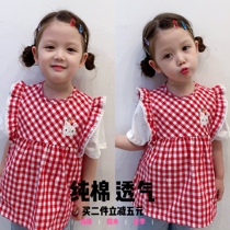 Baby eating coat girl waterproof anti-dirty summer thin childrens apron cotton sleeveless baby bib