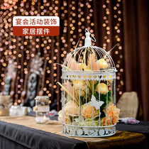 European wrought iron bird cage simulation floral wedding welcome props hotel lawn window photography KTV decoration ornaments