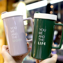 High-value Cup Nordic style ceramic coffee cup for men and women couples office with solid color large capacity mug