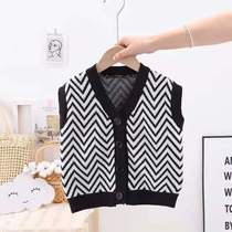 Bear Jinyong Childrens Sweater Vest 2021 Autumn New Vest Boys and Girls Casual Korean cardigan Vest