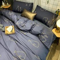 Japanese ZD Nordic wind bed Upper supplies pure cotton four pieces of summer children bed linen three sets of bed hats