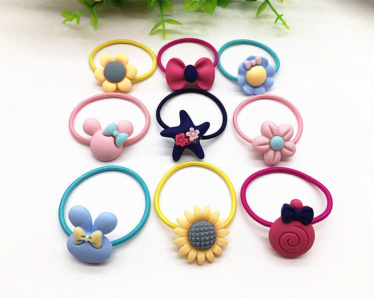 女童不伤发皮筋头绳发圈米奇卡通宝宝女孩皮套皮筋发饰品一对价