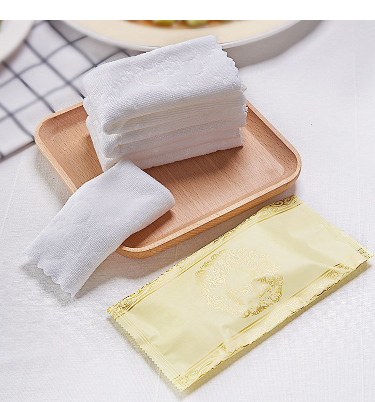 一次性消毒纯棉酒店餐饮饭店会议湿巾湿毛巾通用以及定制logo加厚