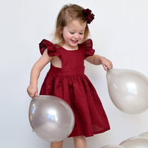 ins explosive childrens clothing summer new baby princess dress girl simple small red skirt childrens flying sleeve vest skirt
