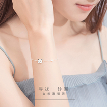 Girl sweet ins niche design sterling silver super cute little panda bracelet female students Korean version of simple cute girlfriends