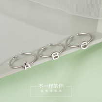 Sterling silver English retro couple letter ring a pair of female fashion personality custom index finger exaggerated opening ins tide