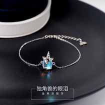 Sterling Silver Unicorns Tears Bracelet Female ins niche design Moonstone girl hand ornaments pair of girlfriends
