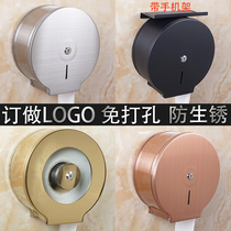 Hotel large roll paper box Stainless steel large plate paper rack Public toilet roll paper tube Wall-mounted non-perforated toilet paper rack