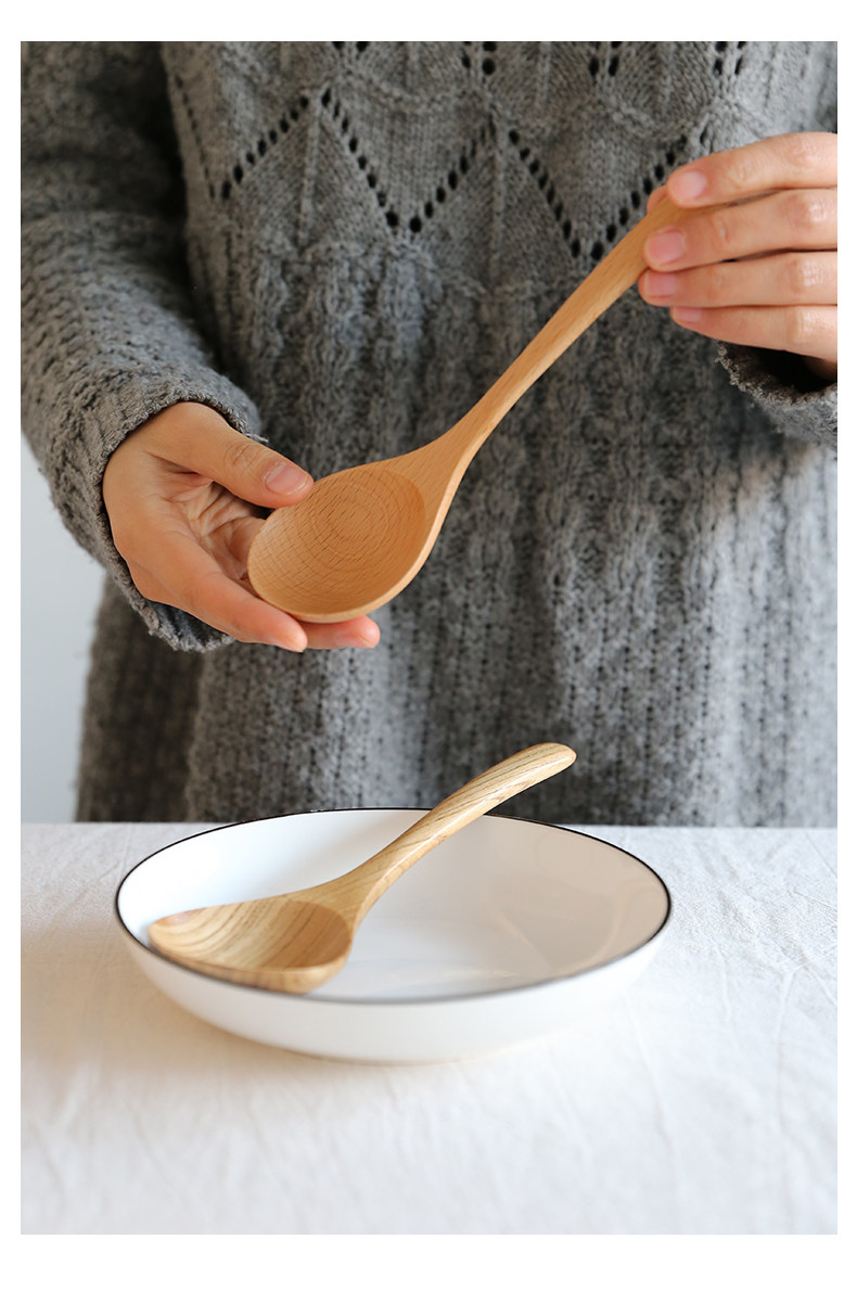 日式木饭勺长柄实木汤勺家用勺子木勺无漆无蜡小汤勺盛粥勺稀饭勺