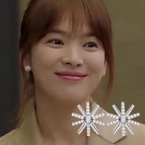 The descendant of the Sun Song Hye Kyo the same earrings female sunflower temperament Korean sterling silver earrings simple birthday gift