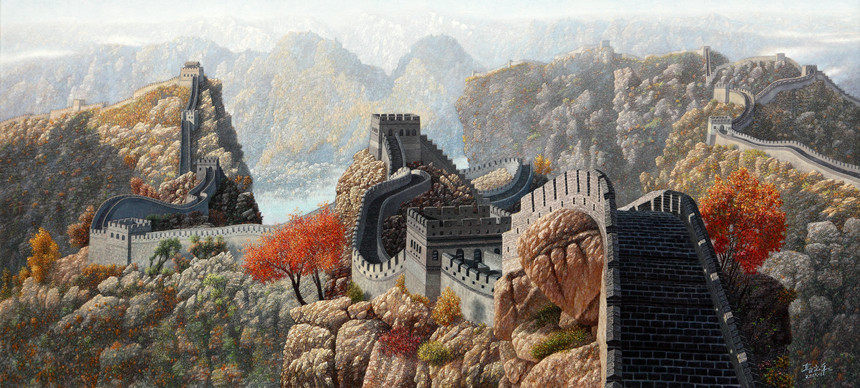 【版画】元和《长城》布面微喷版画12/50