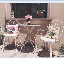Balcony Iron Art Table & Chairs Milk White Casual Table And Chairs American Countryside Art Terrace Patio three sets of garden decorations