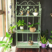Balcony Flower Shelf Iron Art Flower Racks Multilayer Fields Garden Garden Shelf Countryside Gardening Au Style Ground Multi Meat Flowers Shelf