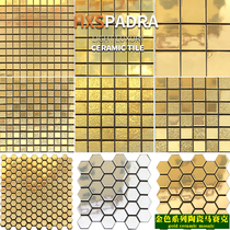 HXSpaDRA Luxury Golden Mosaic Ceramic Tile Hotel Silver Background Wall Euro-style KTV Bar Wall