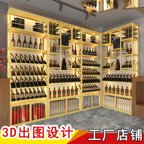 Wine cabinet display cabinet Floor-to-ceiling winery wine rack Wrought iron wine rack Oblique light luxury wine rack display rack