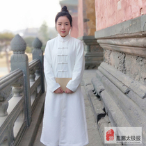 Wudang flax Taiji robe pair-top Chinese long gown robe tunic Taiji suit Hanfu Qiankun Tao suit