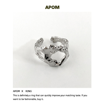 (APOM) refuse incomplete 925 sterling silver niche irregular sugar paper shaped opening ring Dark Wind men and women