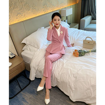 Pinstripe gold thread fan High-end suit Formal suit Gentle and sweet senior manager host overalls