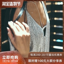 OceanMystery new hot silver beach beach resort loose knit suspender jumpsuit womens shorts