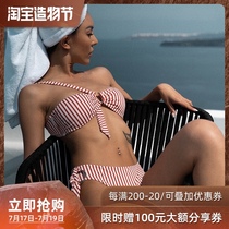 Mister Ocean Sexy Split Swimsuit Bandeau Bikini Vintage Striped spa resort ins Swimsuit female