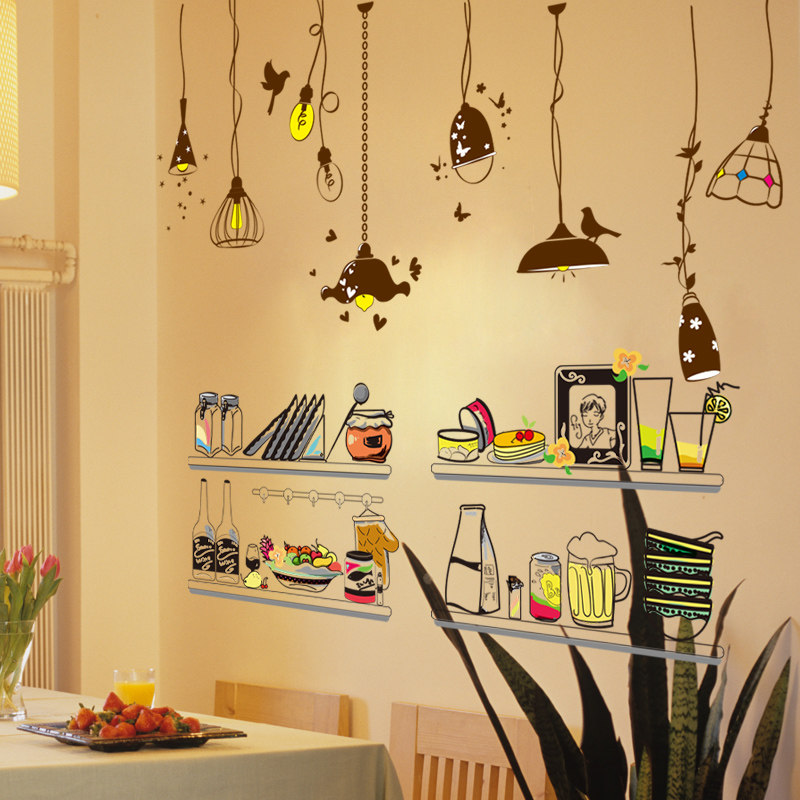 厨房贴纸自粘3d立体墙画餐厅北欧ins墙面装饰墙贴画个性创意墙纸