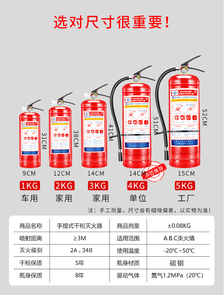尺寸会有细微偏差,以实物为准商品名称手提式干粉灭火器商品剂量±0