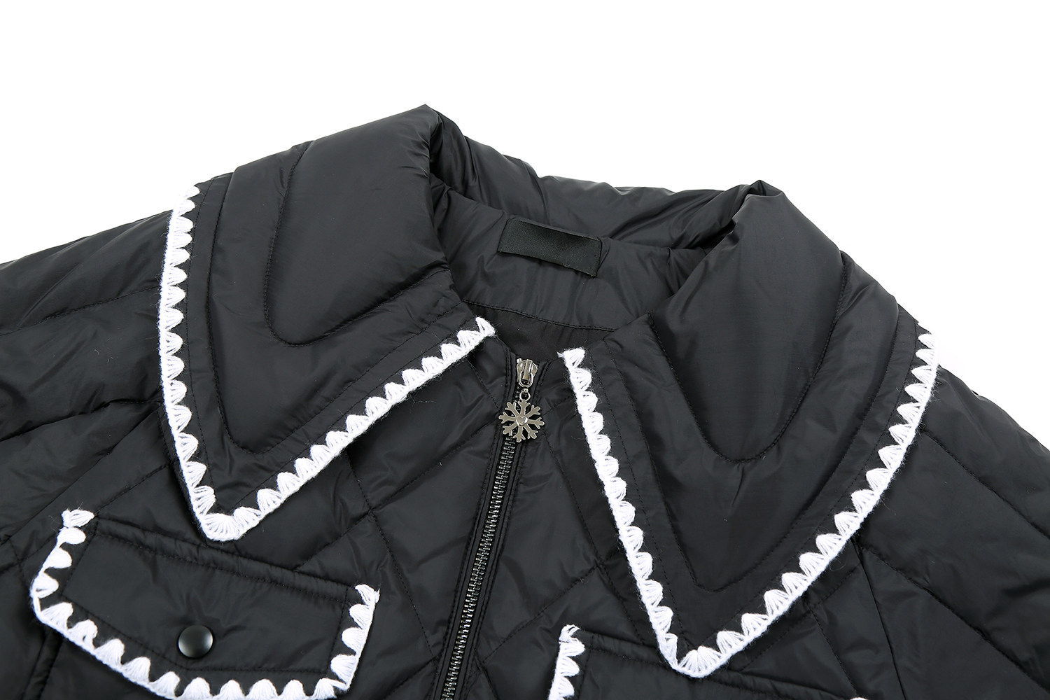 bananavogue撞色娃娃领羽绒服女外套冬2020新款宽松短款羽绒外套