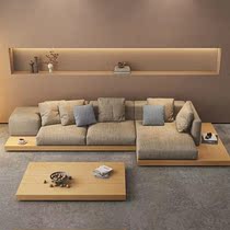 Day Ensemble Cloth sofa Modern minimalist Living room Small family Type solid wood sofa Nordic Silence Wind Log Corner Cotton Linen