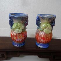 Old vase vase plugs a pair of creative furniture decoration of 80s double - ear glazed porcelain art physical photo
