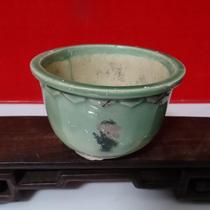 The old flower pot flower flower more meat in the 80s green glazed small flower pot household decorations in nostalgia collection of all physical photos