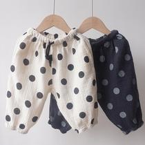 2021 summer new female baby mosquito-proof pants boy childrens bloomers girls childrens wave point leg pants