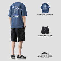 LAZY DAY original male-made summer astronaut printed short-sleeved T-shirt male loaded loose-leading shorts tide