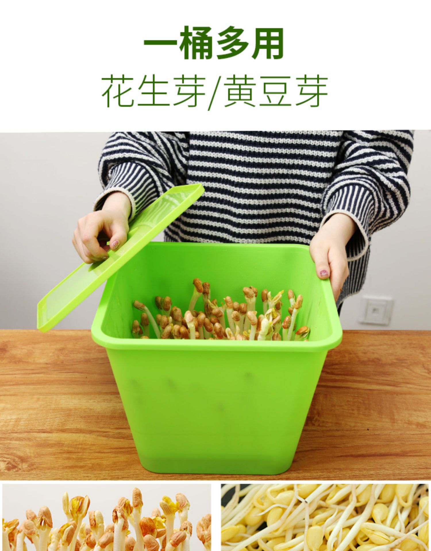 水培花生芽种植盆种花生芽水培箱专用育苗盘发芽神器全自动培育盒