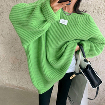 Loose straight drum with long section of round neckline Thickened Warm Sweater Woman 2021 Fall with Peuchline Knitted Cardiovert