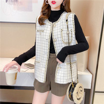 Fan-style small balsamic wind splicing bump color rough flowers Mwaistcoat jacket woman 2021 Spring and autumn new foreign air fried street vest
