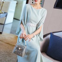 Literary retro Republic of China Womens antique dress elegant Chinese style skirt fairy air tea suit female summer